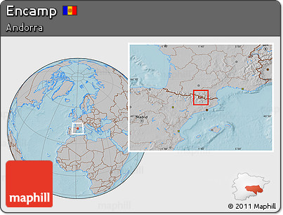 Gray Location Map of Encamp, hill shading