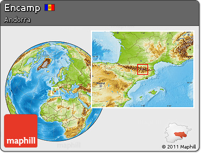 Physical Location Map of Encamp, highlighted country