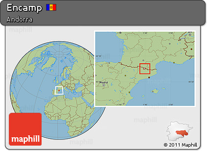 Savanna Style Location Map of Encamp, highlighted country