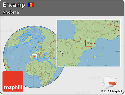 Savanna Style Location Map of Encamp, highlighted country
