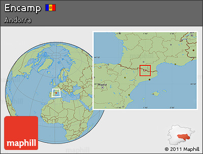 Savanna Style Location Map of Encamp, highlighted country