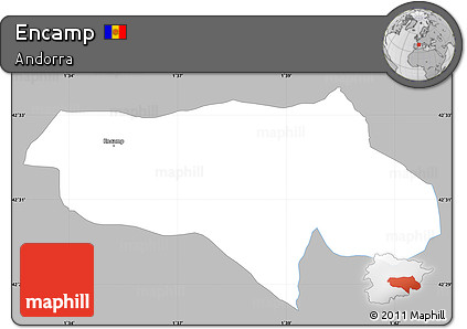Gray Simple Map of Encamp, single color outside