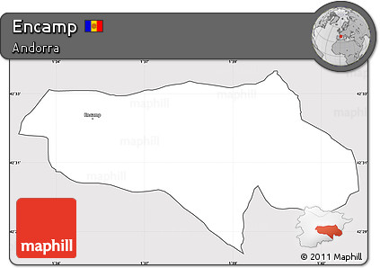 Silver Style Simple Map of Encamp, cropped outside