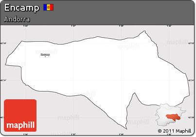 Silver Style Simple Map of Encamp, cropped outside