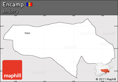 Silver Style Simple Map of Encamp, cropped outside