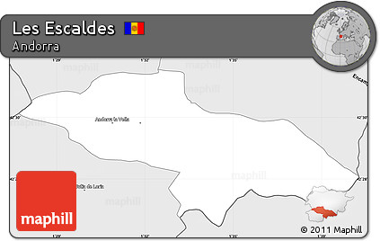 Silver Style Simple Map of Les Escaldes