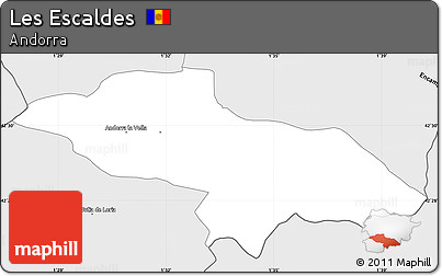 Silver Style Simple Map of Les Escaldes