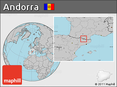 Blank Location Map of Andorra, gray outside