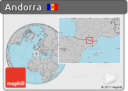 Blank Location Map of Andorra, gray outside