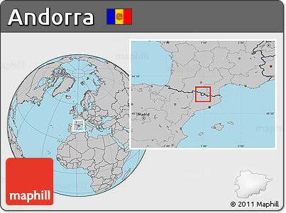 Blank Location Map of Andorra, gray outside