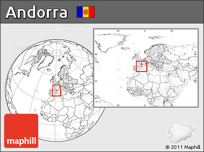 Blank Location Map of Andorra, highlighted continent, within the entire continent