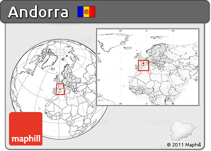 Blank Location Map of Andorra, highlighted continent, within the entire continent