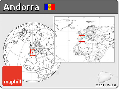 Blank Location Map of Andorra, highlighted continent, within the entire continent