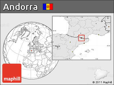 Blank Location Map of Andorra, highlighted continent