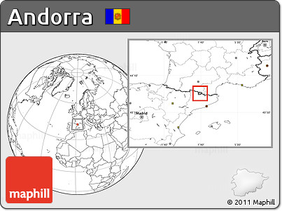 Gray Location Map of Andorra, blank outside, hill shading inside