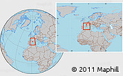 Gray Location Map of Andorra, within the entire continent