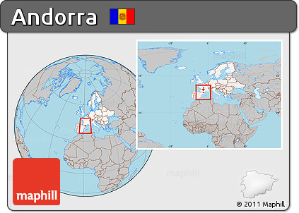 Gray Location Map of Andorra, highlighted continent, within the entire continent