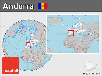 Gray Location Map of Andorra, highlighted continent, within the entire continent