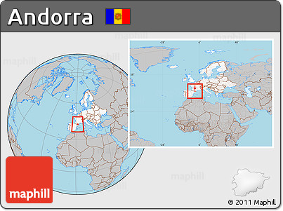 Gray Location Map of Andorra, highlighted continent, within the entire continent