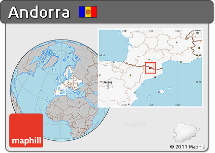 Gray Location Map of Andorra, highlighted continent