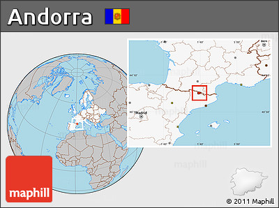 Gray Location Map of Andorra, highlighted continent