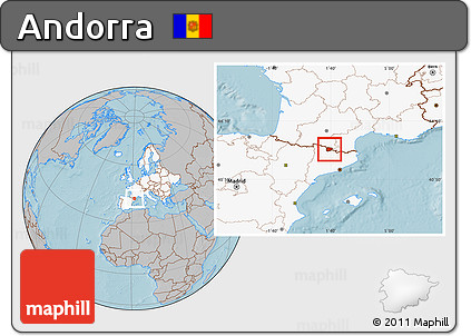 Gray Location Map of Andorra, highlighted continent, hill shading