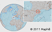 Gray Location Map of Andorra, hill shading outside