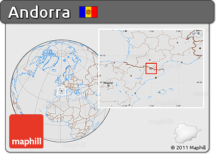 Gray Location Map of Andorra, lighten, desaturated