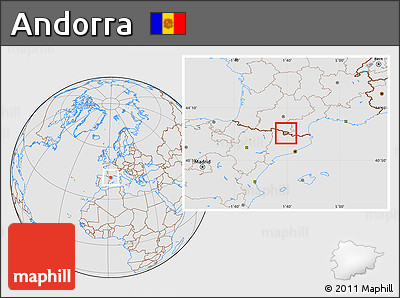 Gray Location Map of Andorra, lighten, desaturated