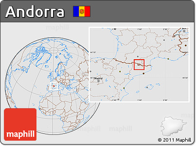 Gray Location Map of Andorra, lighten, desaturated