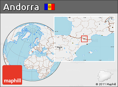 Gray Location Map of Andorra, lighten, land only