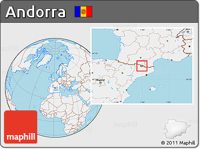 Gray Location Map of Andorra, lighten, land only