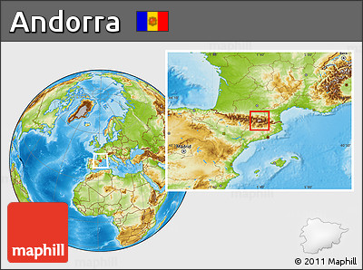 Gray Location Map of Andorra, physical outside