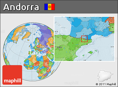 Gray Location Map of Andorra, political outside, hill shading