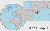 Physical Location Map of Andorra, gray outside