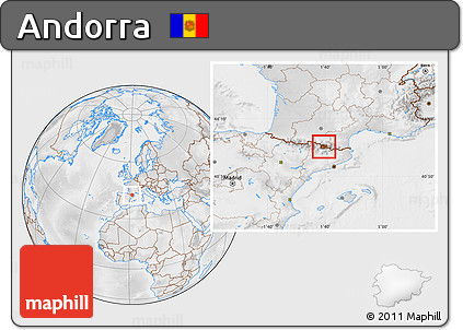 Physical Location Map of Andorra, lighten, desaturated