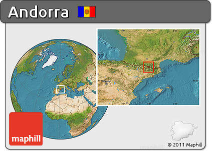 Physical Location Map of Andorra, satellite outside