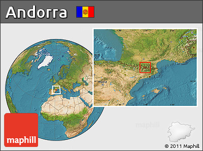 Physical Location Map of Andorra, satellite outside