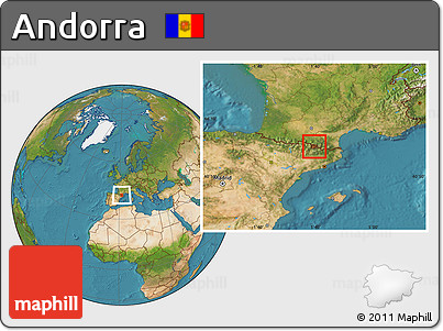 Physical Location Map of Andorra, satellite outside