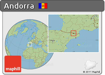 Physical Location Map of Andorra, savanna style outside