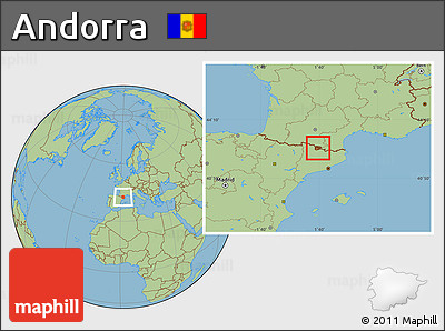 Physical Location Map of Andorra, savanna style outside