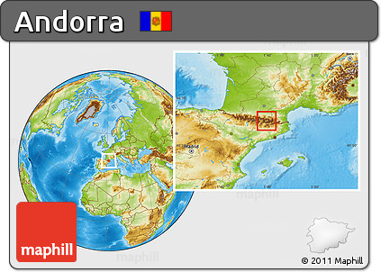 Satellite Location Map of Andorra, physical outside