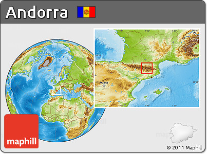 Satellite Location Map of Andorra, physical outside