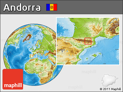 Satellite Location Map of Andorra, physical outside
