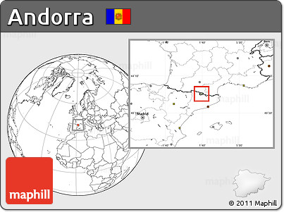 Savanna Style Location Map of Andorra, blank outside, hill shading inside