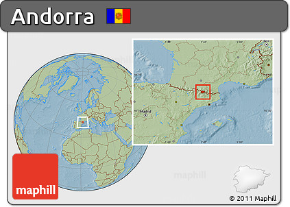 Savanna Style Location Map of Andorra, hill shading