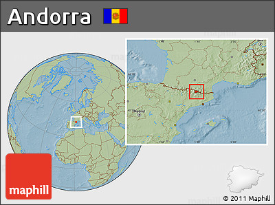 Savanna Style Location Map of Andorra, hill shading