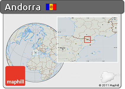 Savanna Style Location Map of Andorra, lighten, semi-desaturated