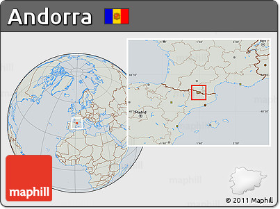 Savanna Style Location Map of Andorra, lighten, semi-desaturated