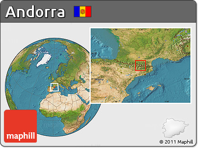 Savanna Style Location Map of Andorra, satellite outside